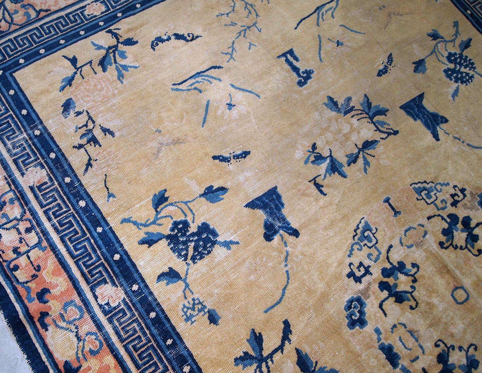 Chinois Tapis Ningsha chinois ancien fait à la main, années 1870, 1B799 en vente