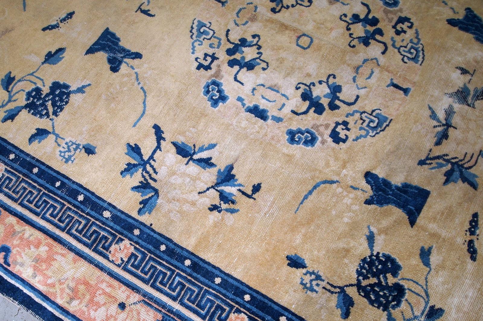 Handmade Antique Chinese Ningsha Rug, 1870s, 1B799 In Fair Condition For Sale In Bordeaux, FR