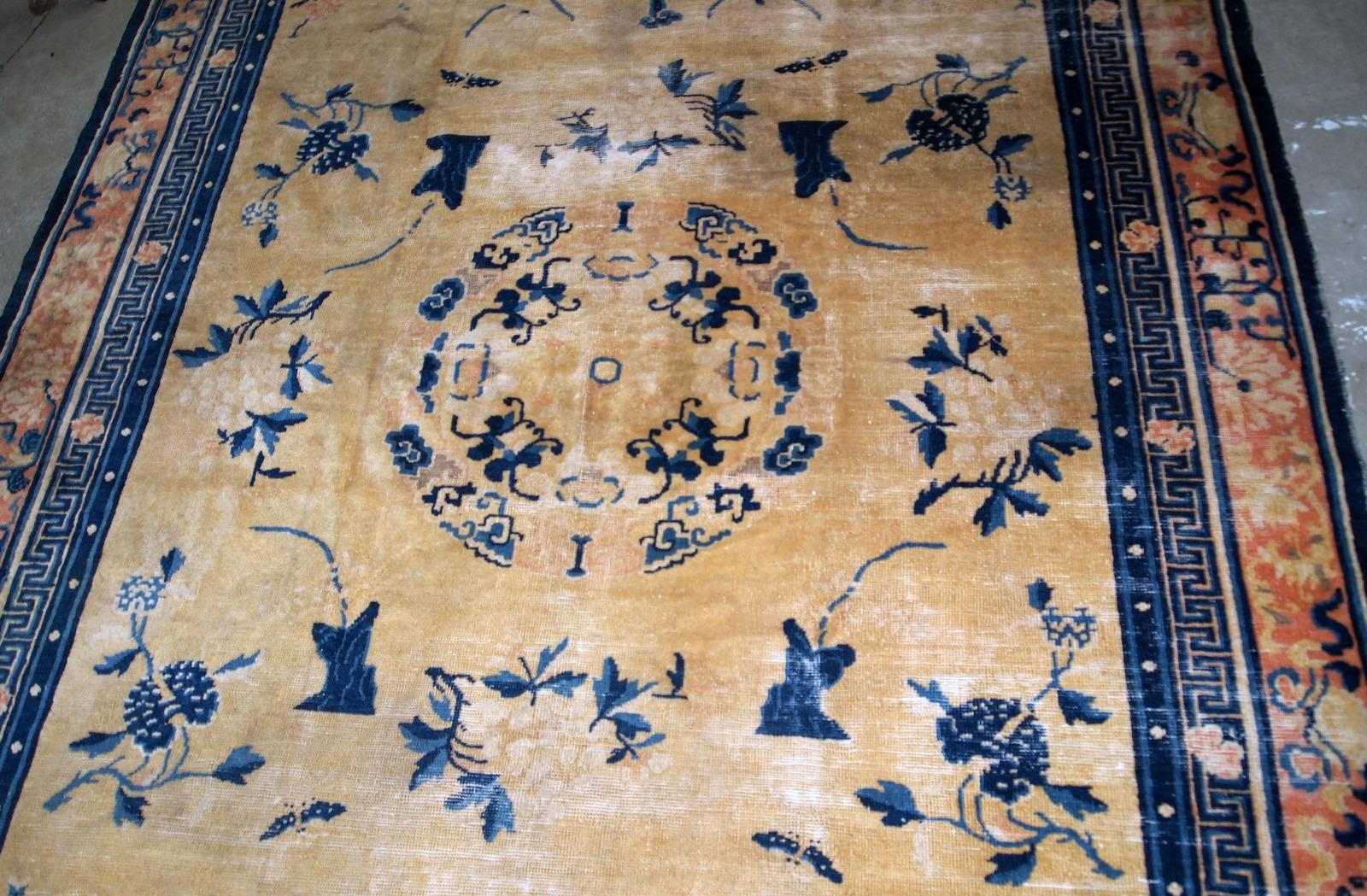 Handmade Antique Chinese Ningsha Rug, 1870s, 1B799 For Sale 3