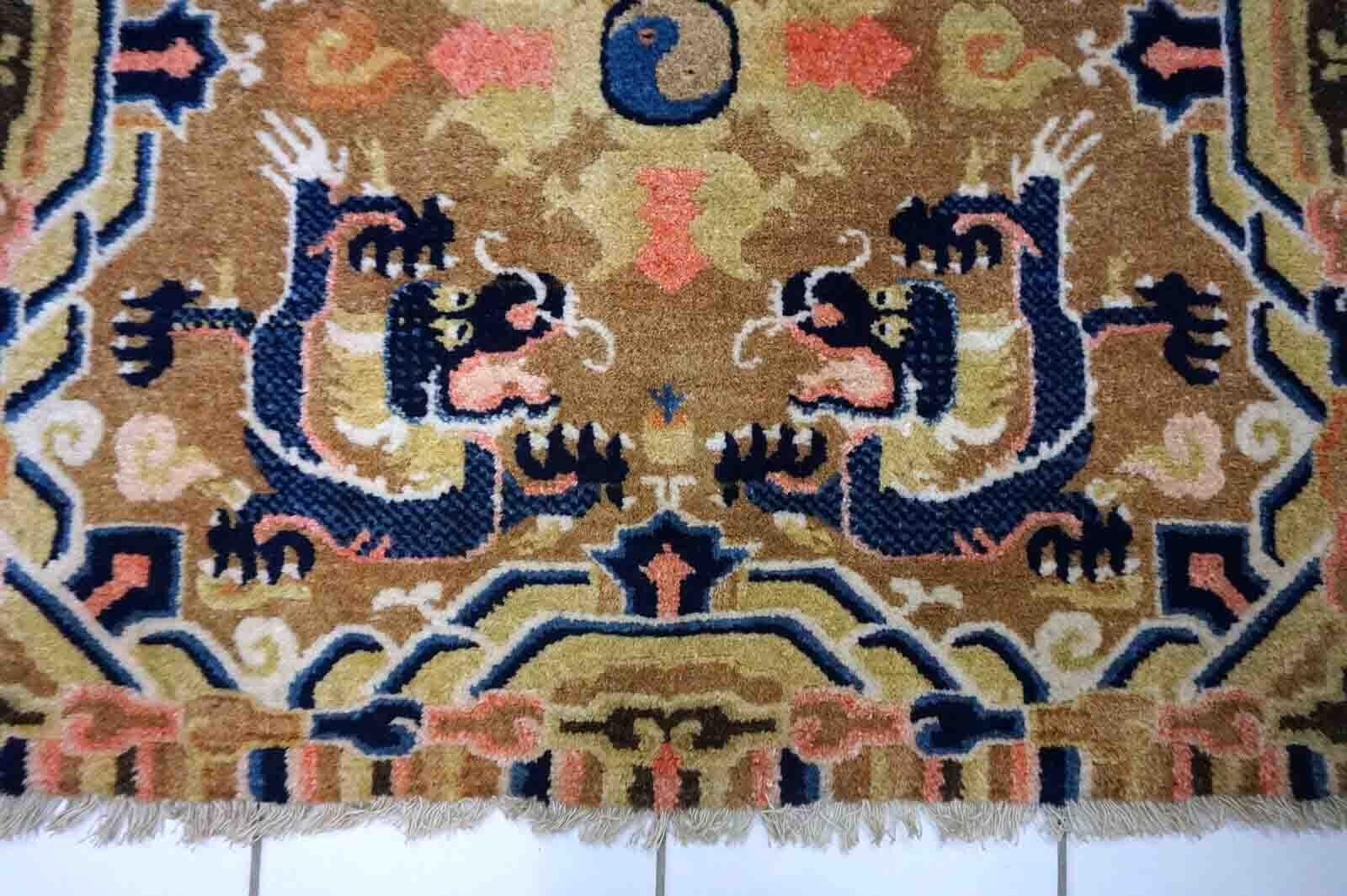 Handmade Antique Chinese Ningsha Rug, 1900s, 1D37 In Good Condition In Bordeaux, FR