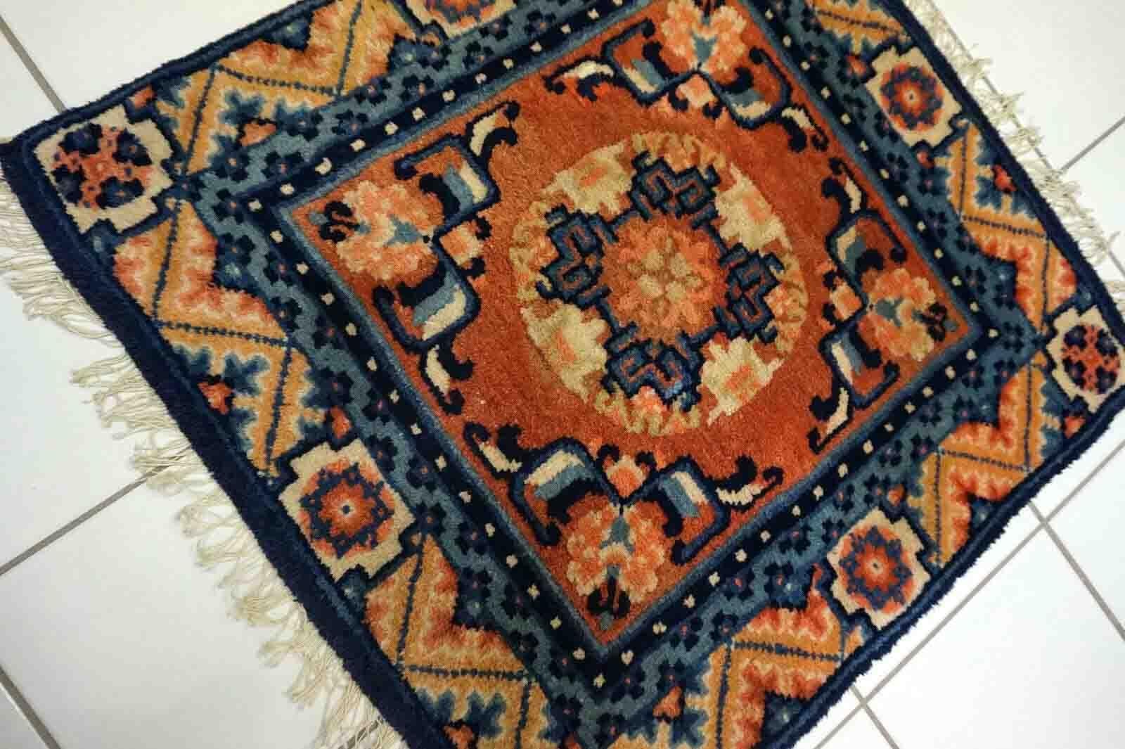 Handmade Antique Chinese Ningsha Rug, 1910s, 1D35 For Sale 4