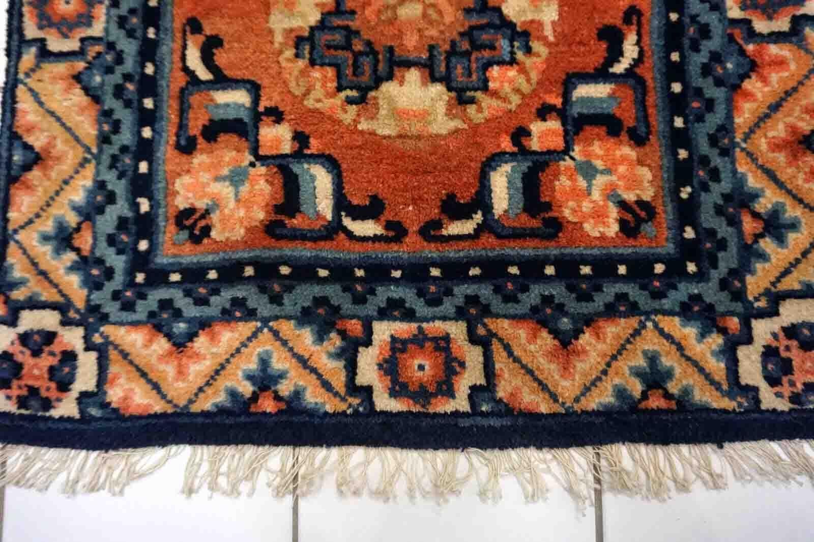 Handgefertigter antiker chinesischer Ningsha-Teppich, 1910er Jahre, 1D35 (Handgeknüpft) im Angebot