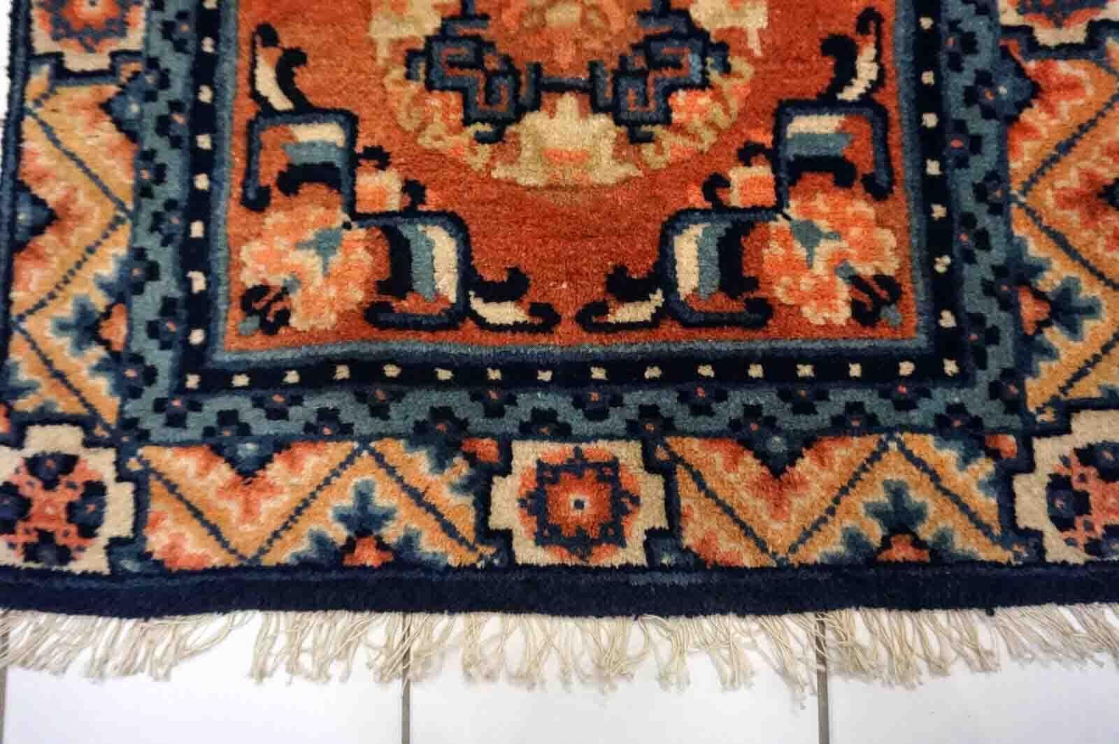 Noué à la main Tapis Ningsha chinois ancien fait à la main, années 1910, 1D35 en vente