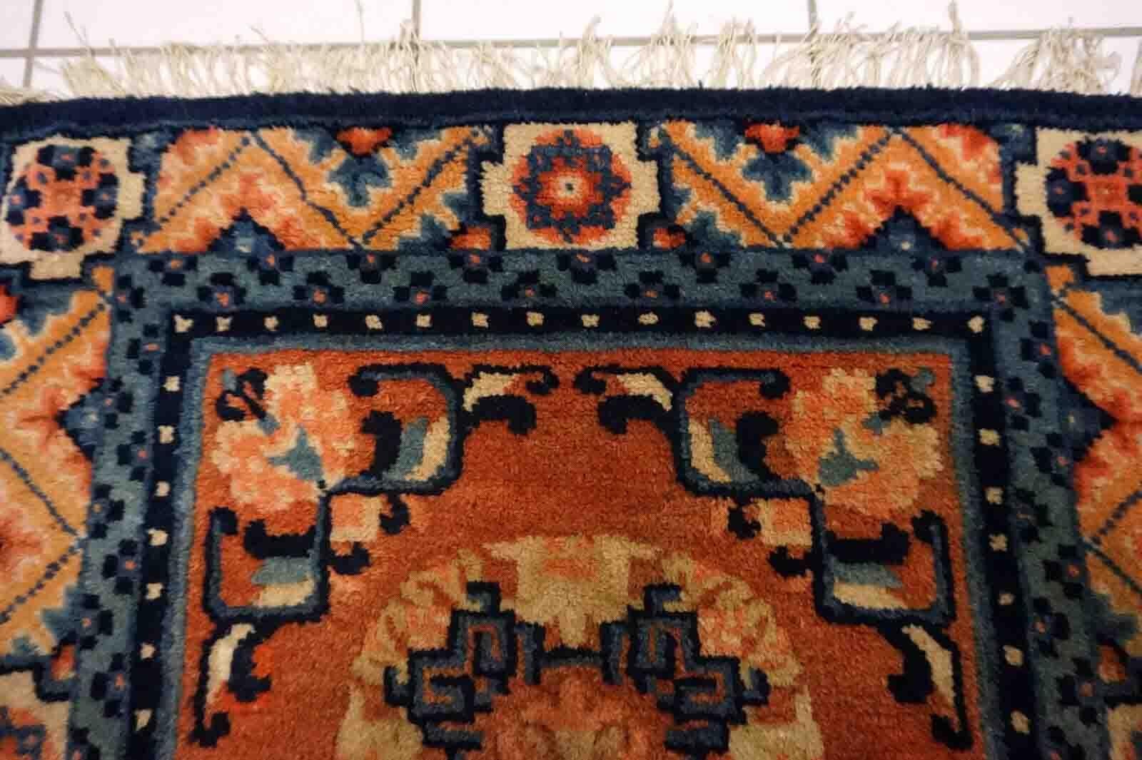 Wool Handmade Antique Chinese Ningsha Rug, 1910s, 1D35 For Sale