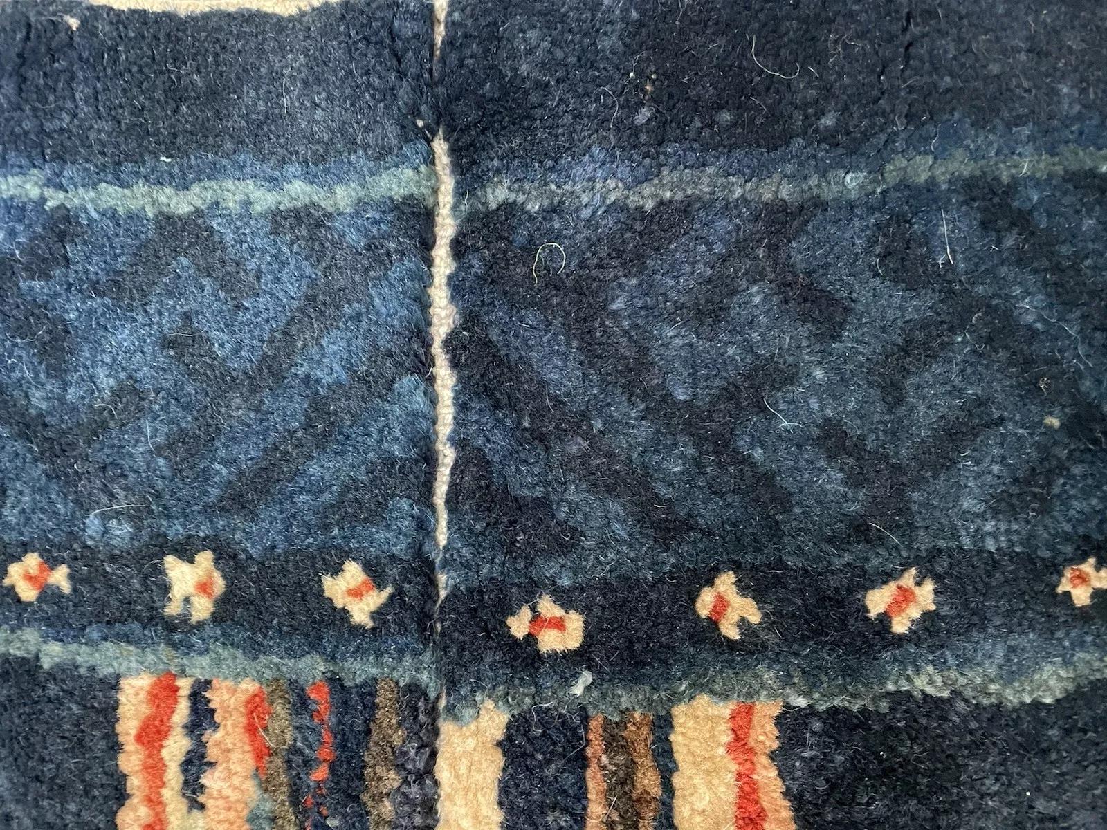 Handmade Antique Chinese Pao Tao Rug 1.9' x 3.11', 1880s - 1N96 In Good Condition For Sale In Bordeaux, FR