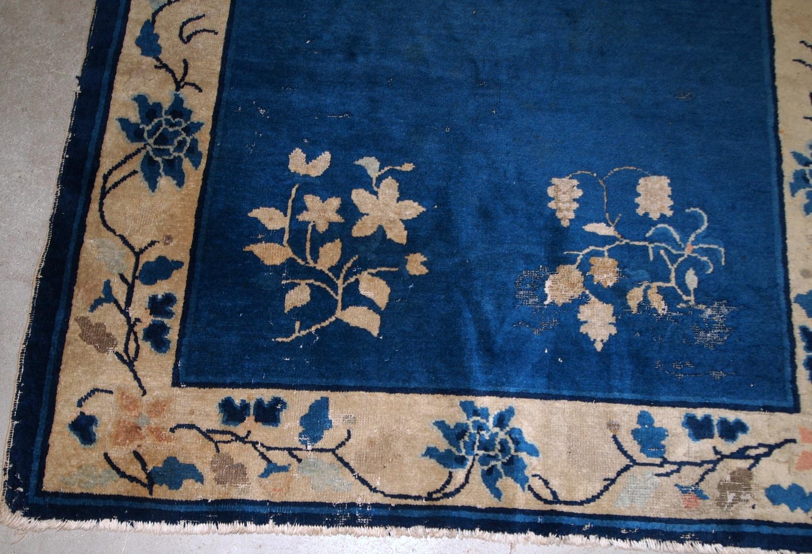 Wool Handmade Antique Chinese Peking Rug, 1900s, 1B851 For Sale