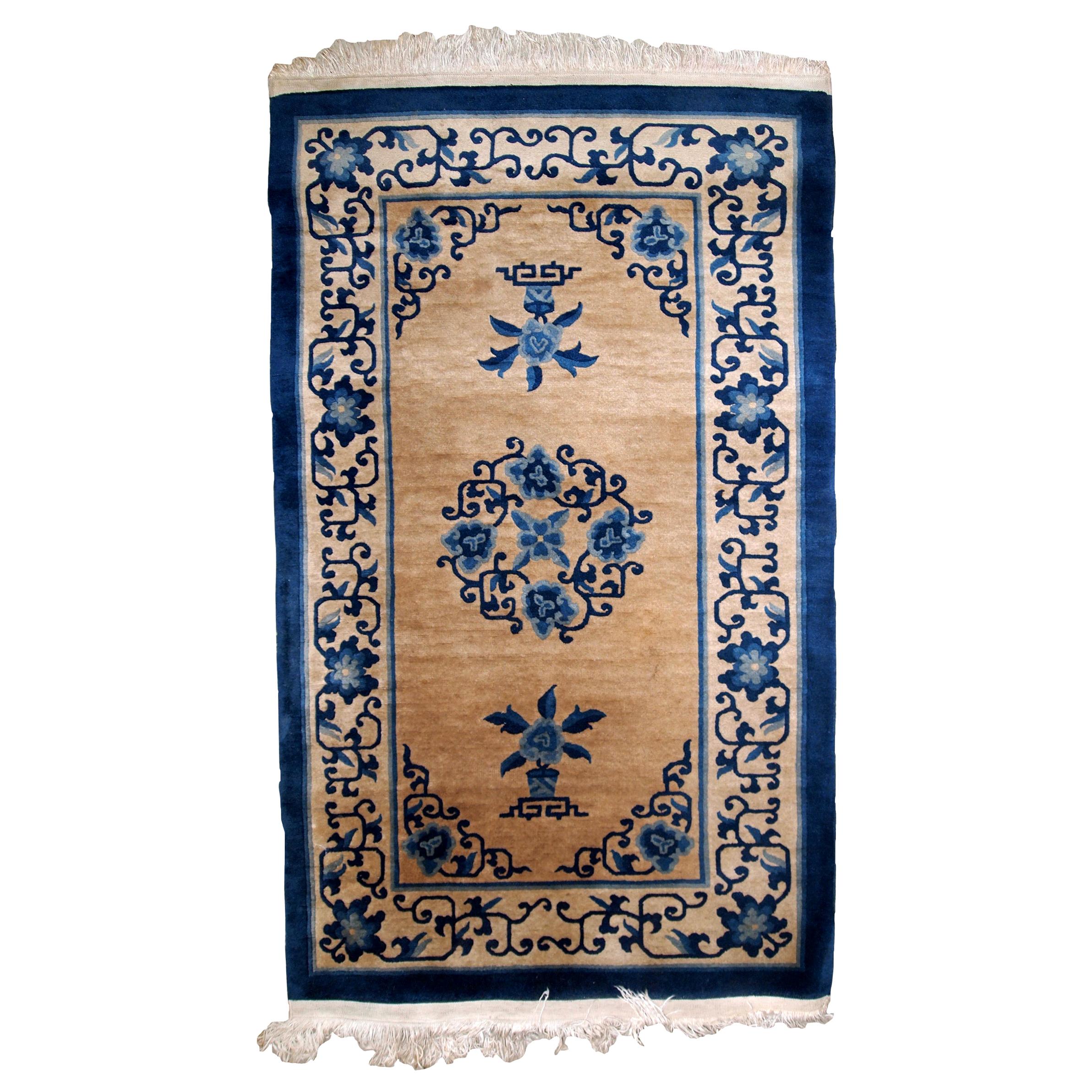 Tapis chinois ancien de Pékin fait à la main:: années 1940:: 1B854