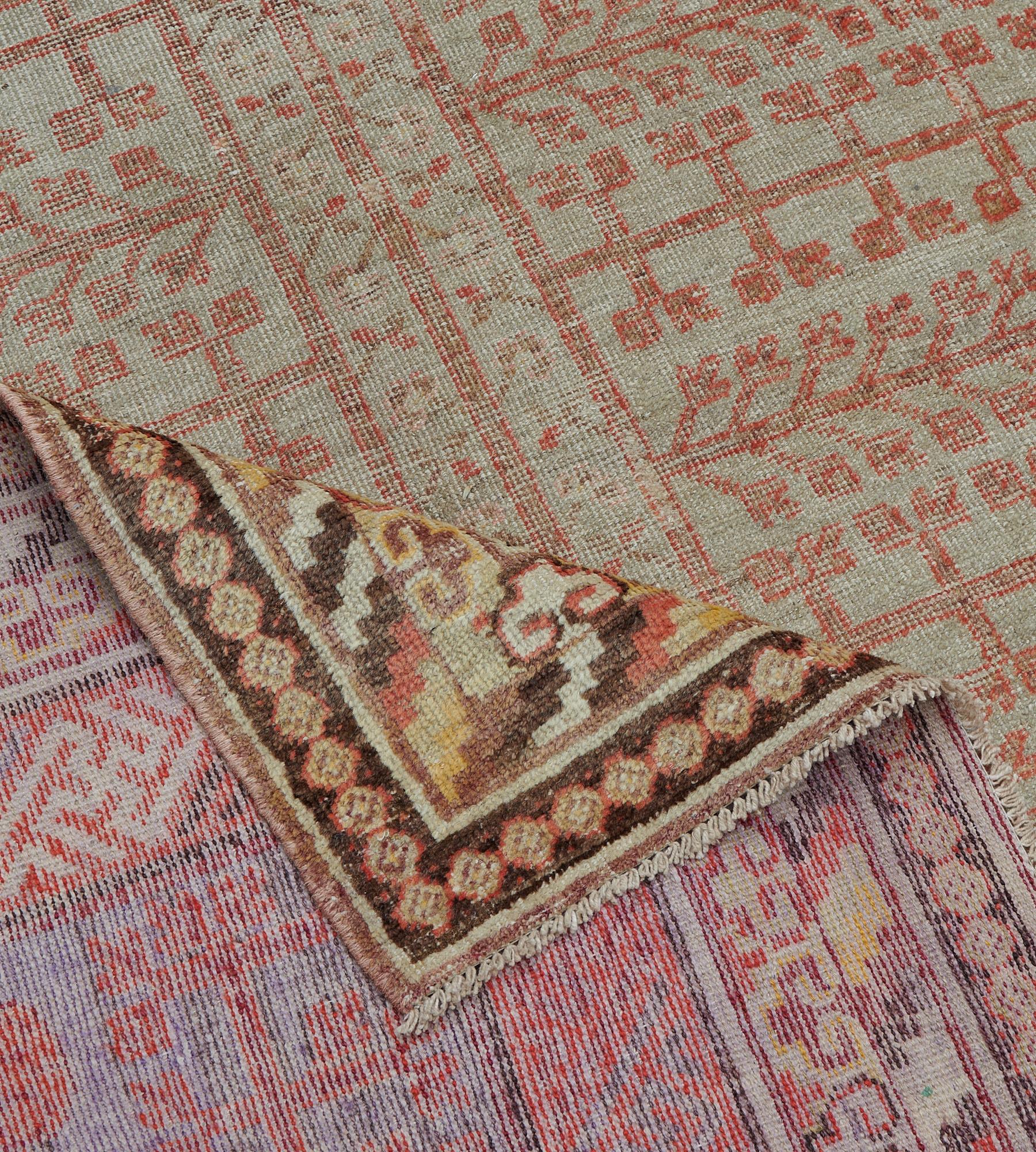 Handmade Antique Circa-1880s Wool Pomegranate Khotan Rug  For Sale 3