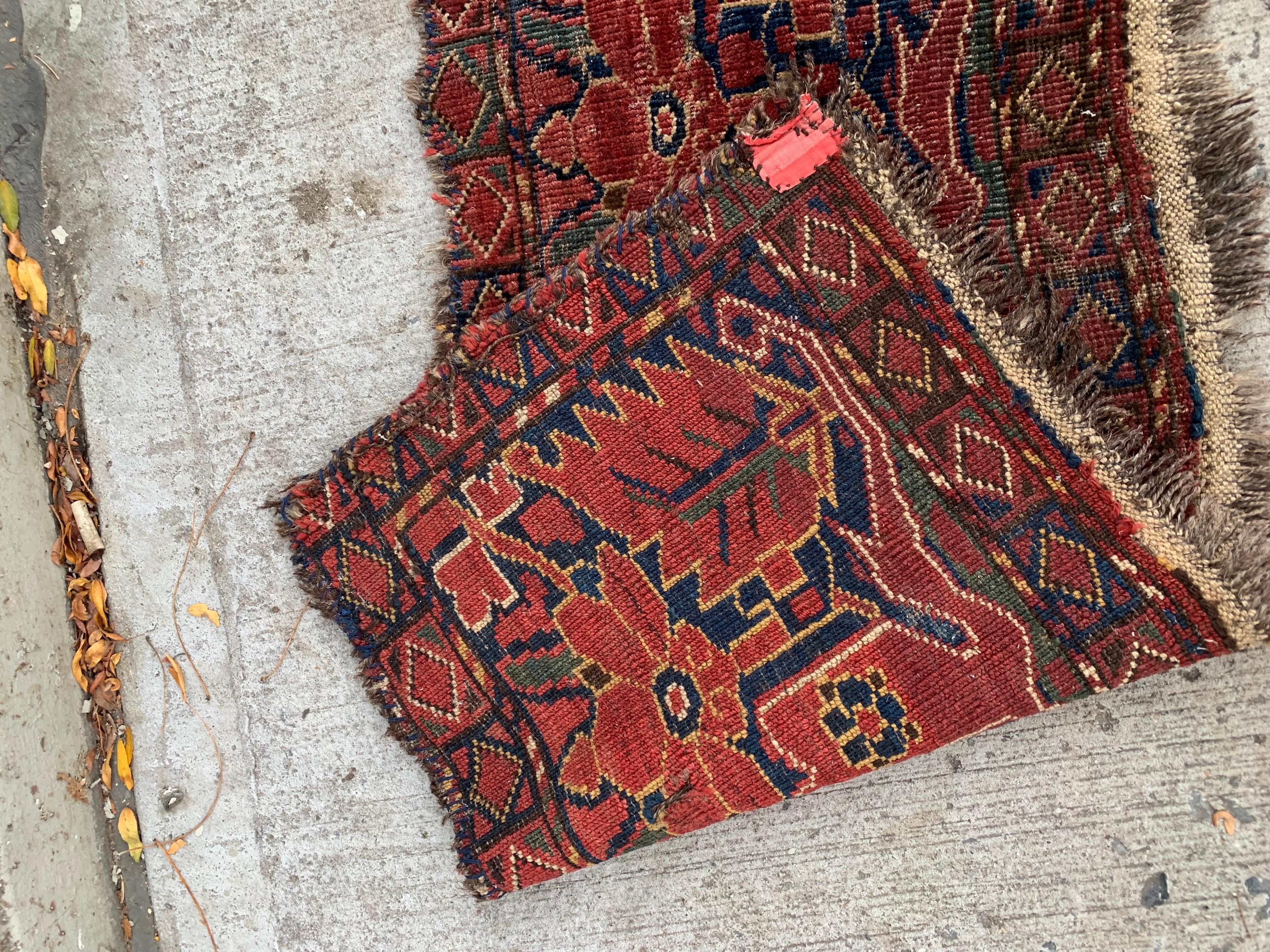 Laine Tapis afghan Ersari Collecitble ancien fait à la main 2.1' x 3,3' 1870s - 2B37 en vente