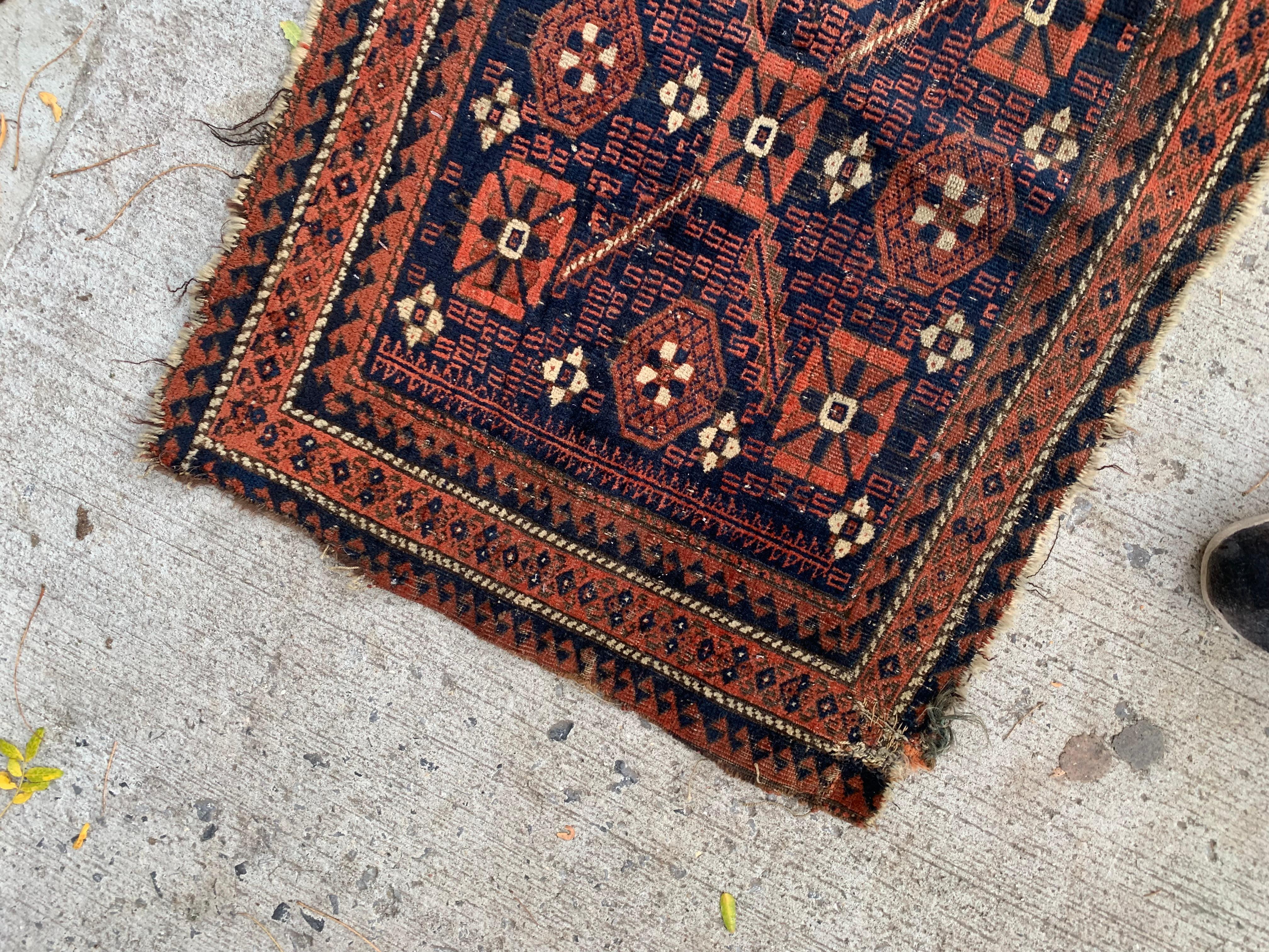Fin du XIXe siècle Tapis afghan Ersari Collecitble ancien fait à la main 2.1' x 3,3' 1870s - 2B38 en vente