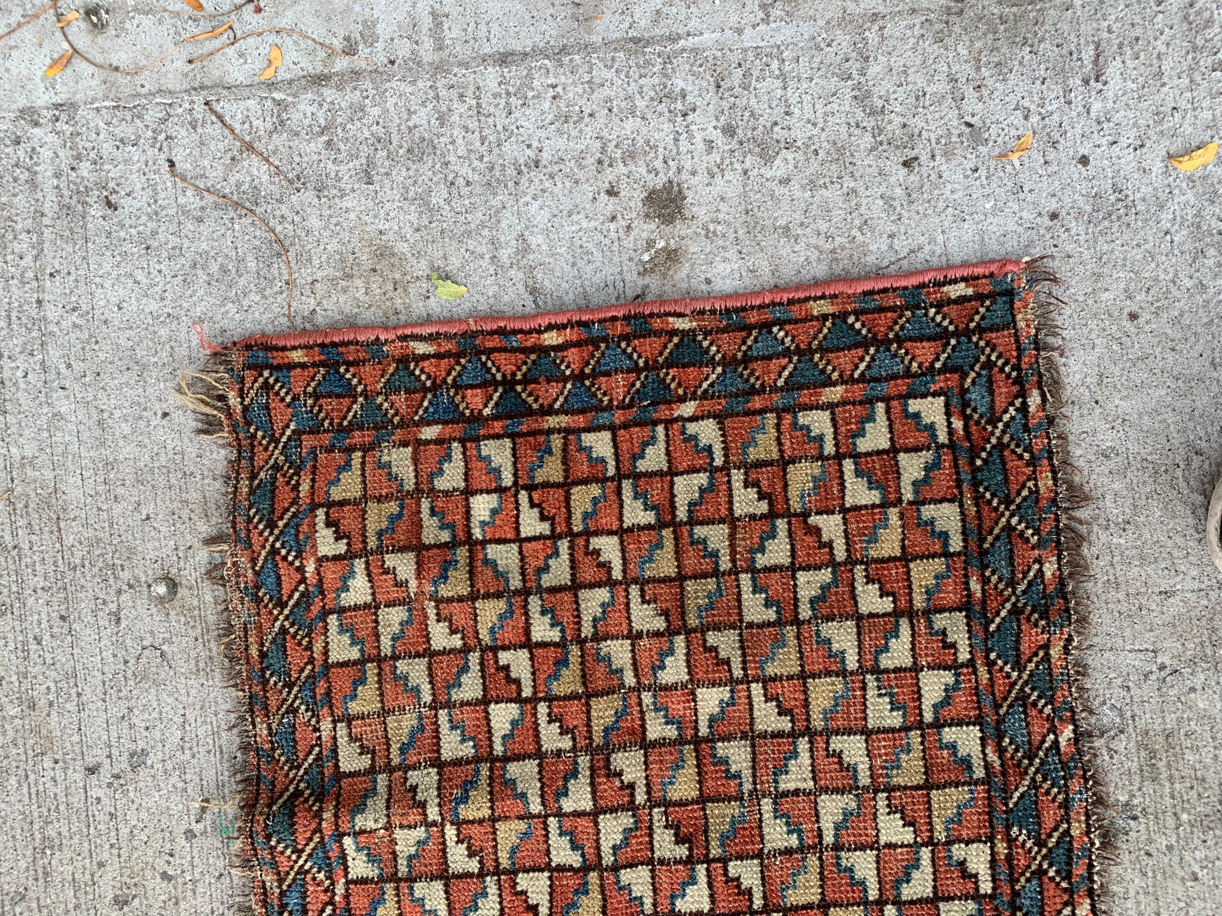 Fine XIX secolo Tappeto antico da collezione Bashir Bagface fatto a mano 1,6' x 1,8' del 1870 - 2B40 in vendita