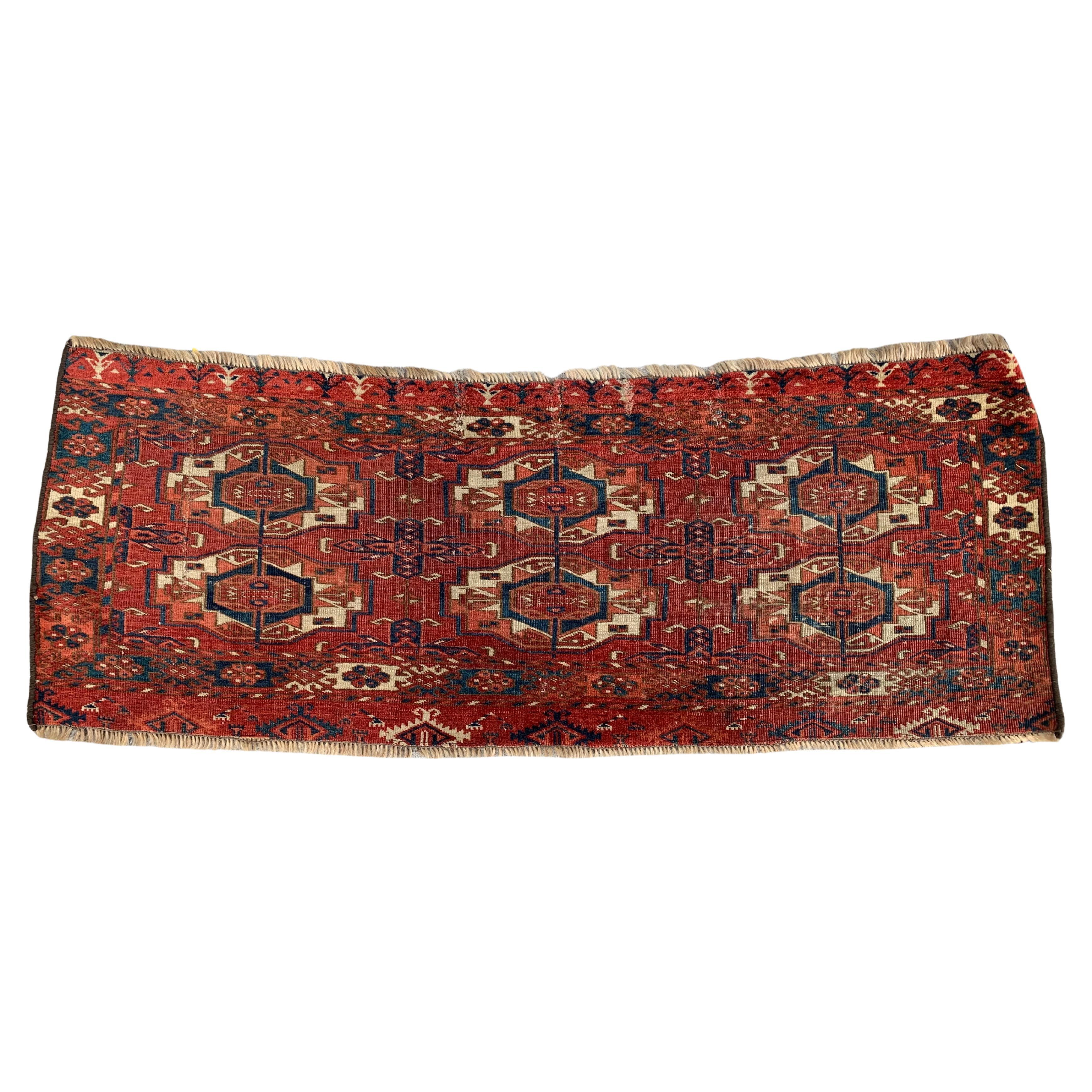 Tappeto antico da collezione Tekke Torba fatto a mano 1,4' x 3,7' 1840 - 2B39 in vendita