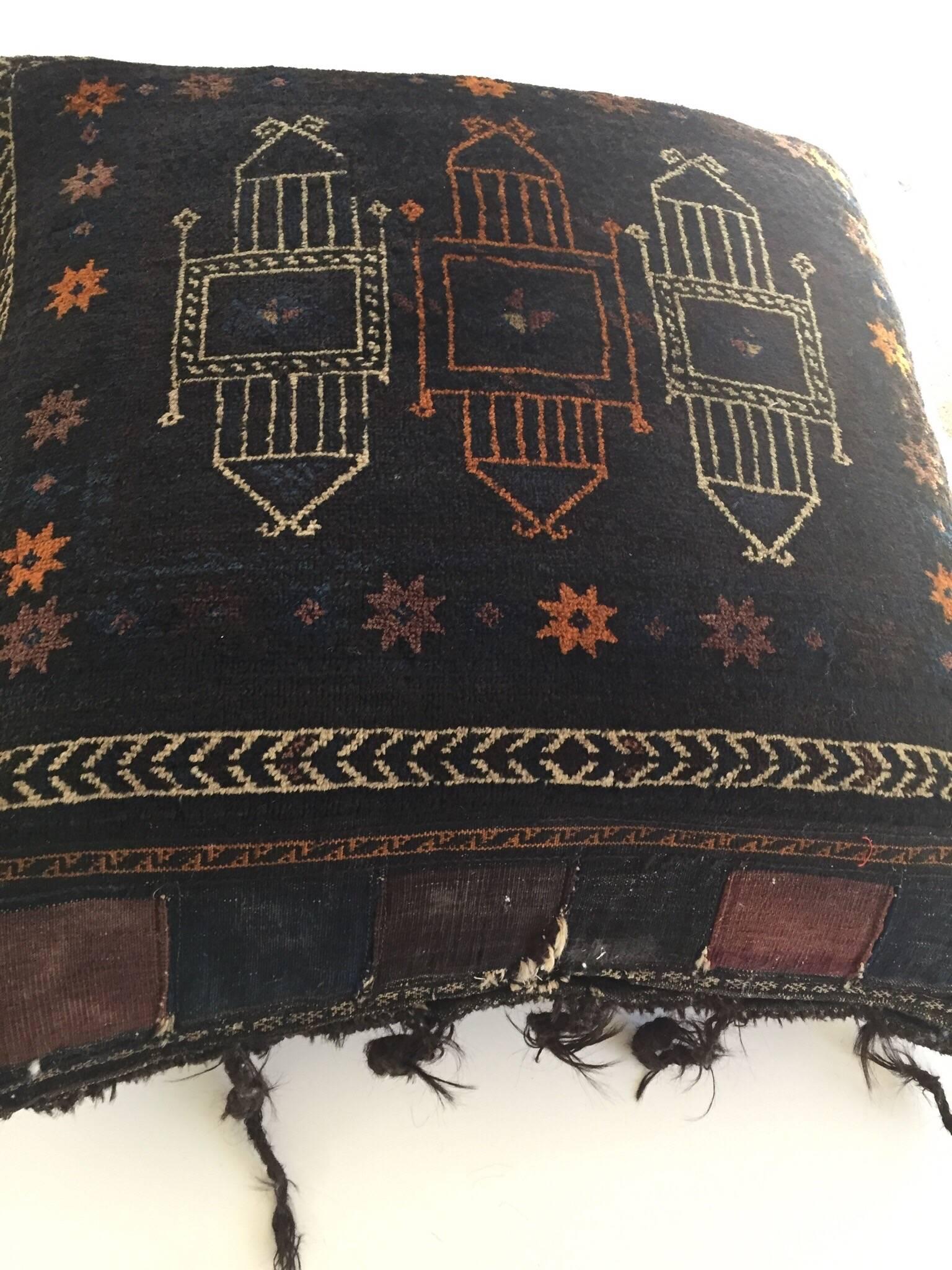 Wool Handmade Antique Collectible Afghan Baluch Saddle Bag Tribal Large Floor Cushion