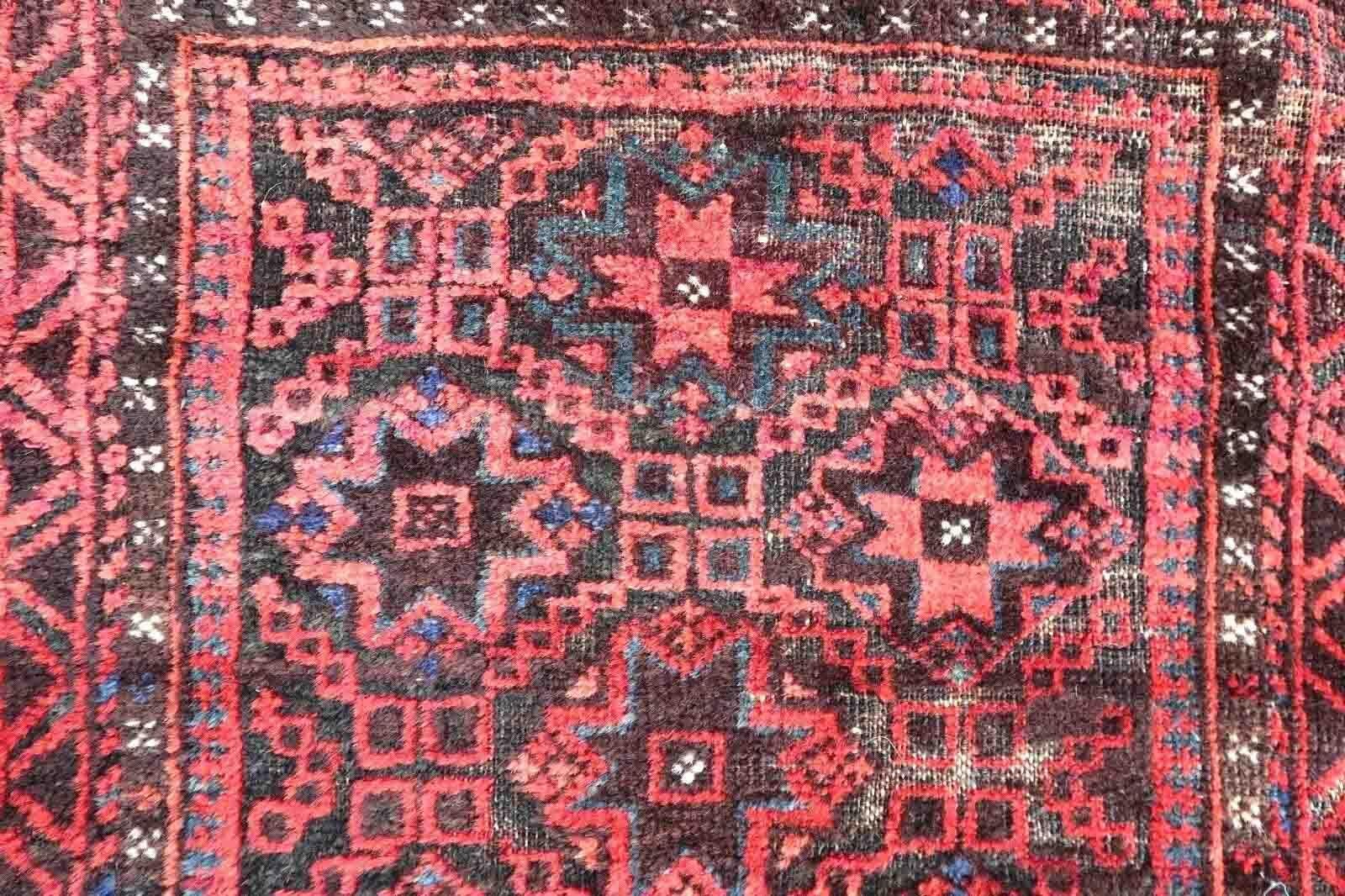Hand-Knotted Handmade Antique Collectible Afghan Baluch Salt Bag, 1880s, 1p148 For Sale
