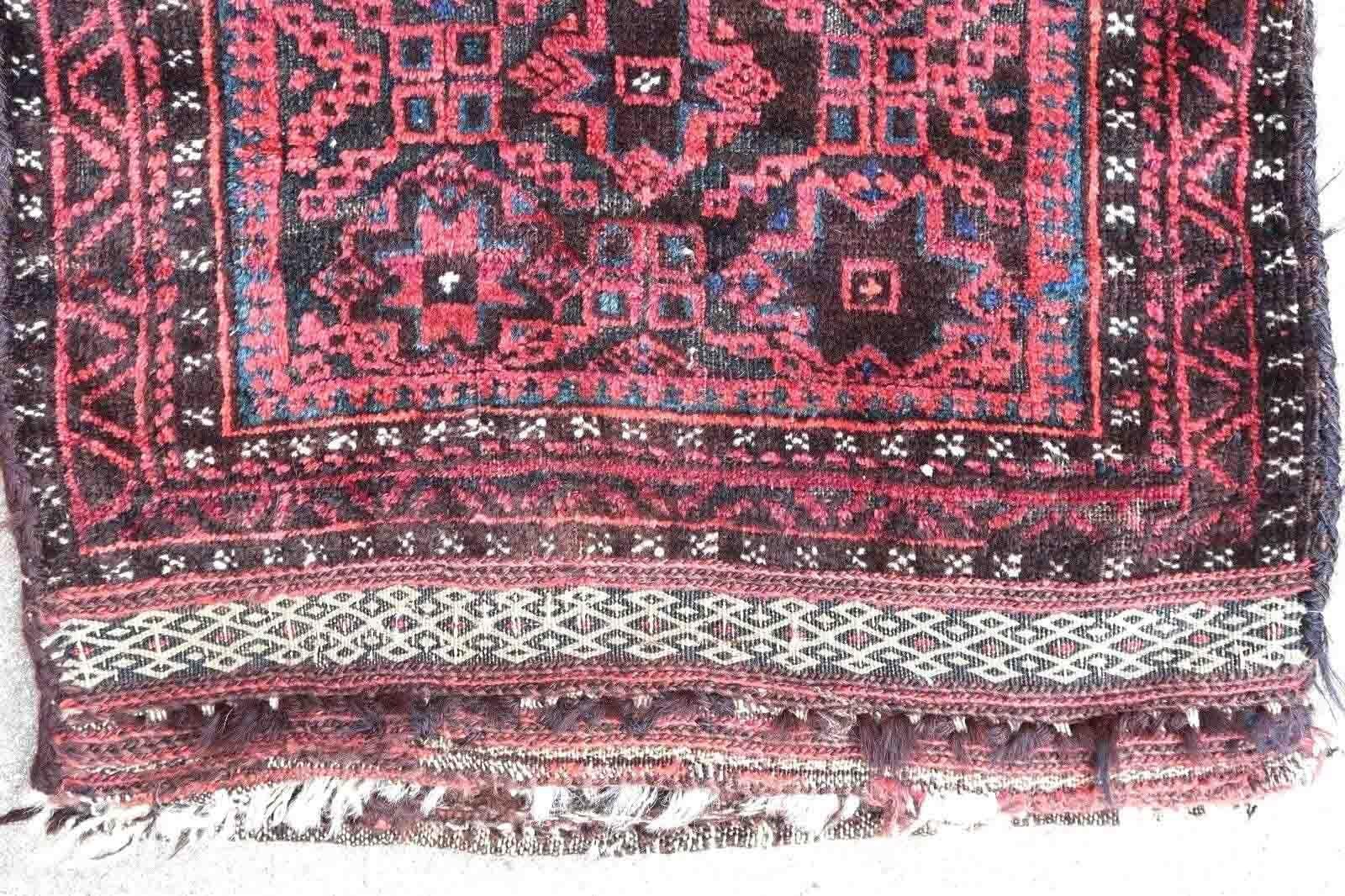 Handmade Antique Collectible Afghan Baluch Salt Bag, 1880s, 1p148 In Fair Condition For Sale In Bordeaux, FR
