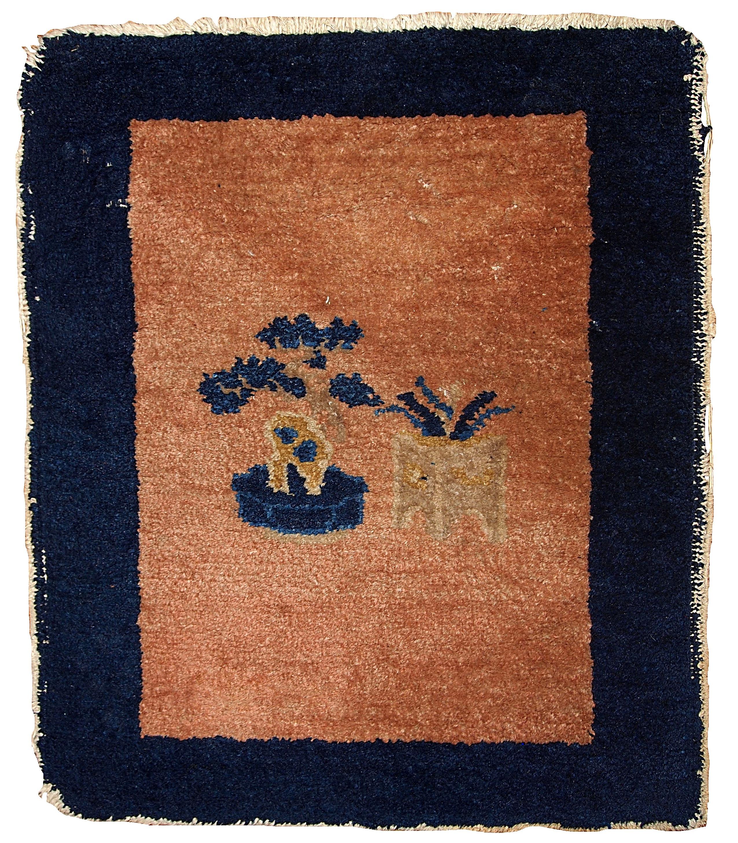 Handmade Antique Collectible Chinese Peking Rug, 1900s, 1B362 In Good Condition In Bordeaux, FR