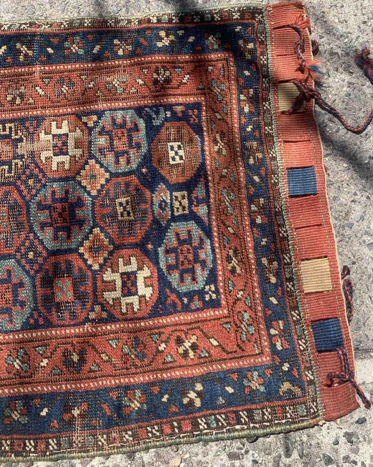 Handmade Antique Collectible Kurdish Style Bag, 1880s, 1B939 In Fair Condition For Sale In Bordeaux, FR