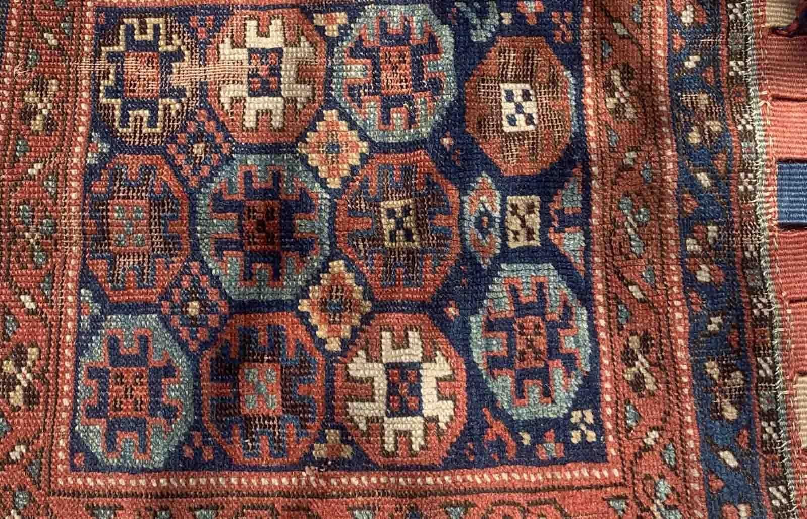 Wool Handmade Antique Collectible Kurdish Style Bag, 1880s, 1B939 For Sale