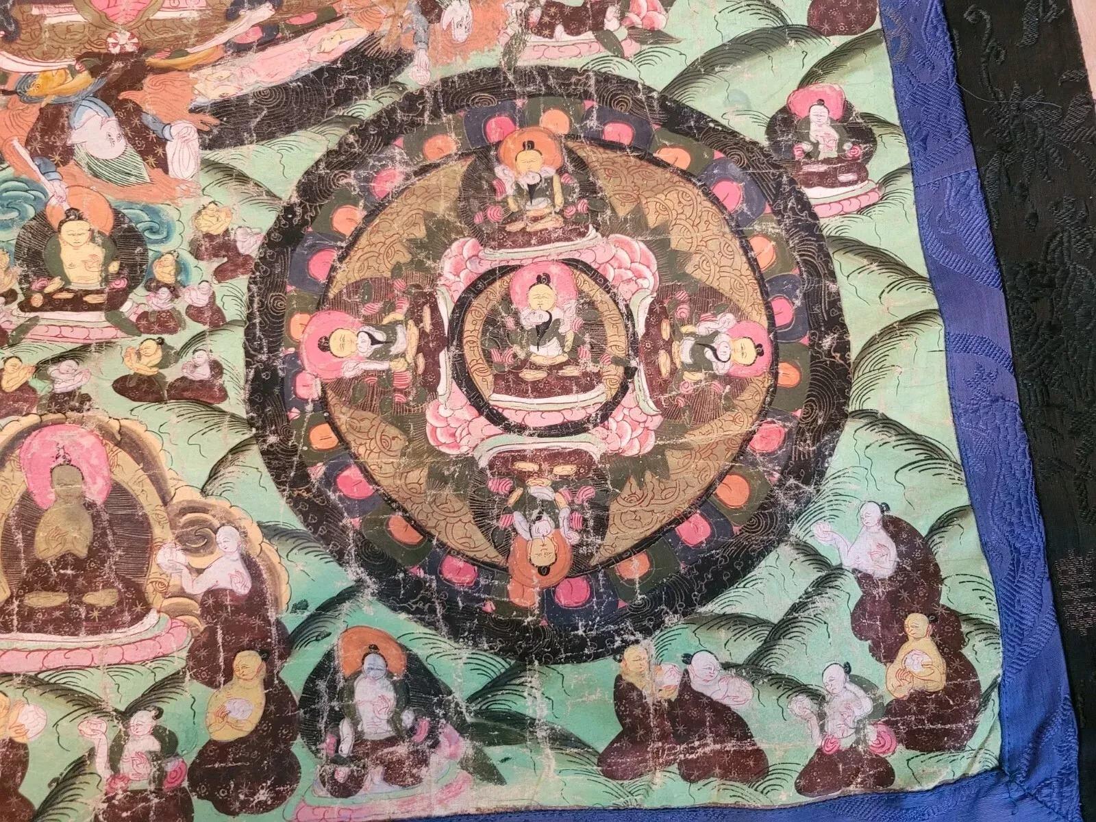 Handmade Antique Collectible Mongolian SIlk Textile 2.5' x 3.6'  1870s - 2K08 For Sale 3