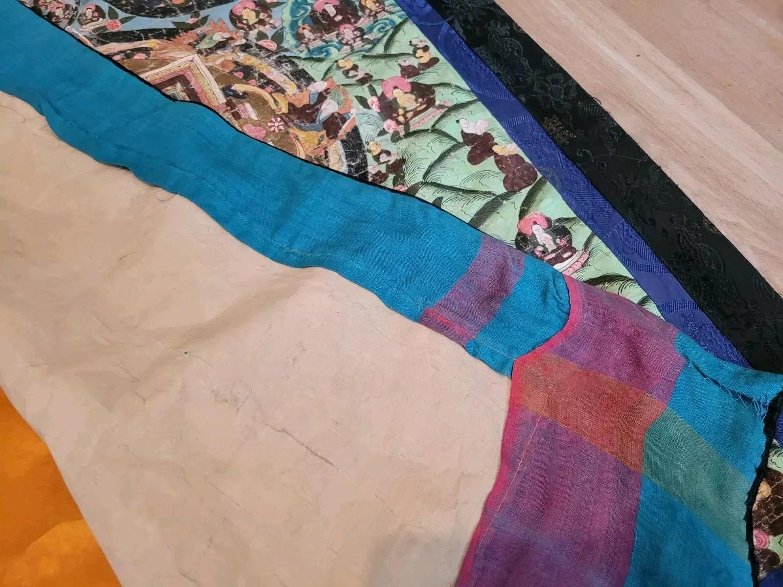 Handmade Antique Collectible Mongolian SIlk Textile 2.5' x 3.6'  1870s - 2K08 For Sale 4