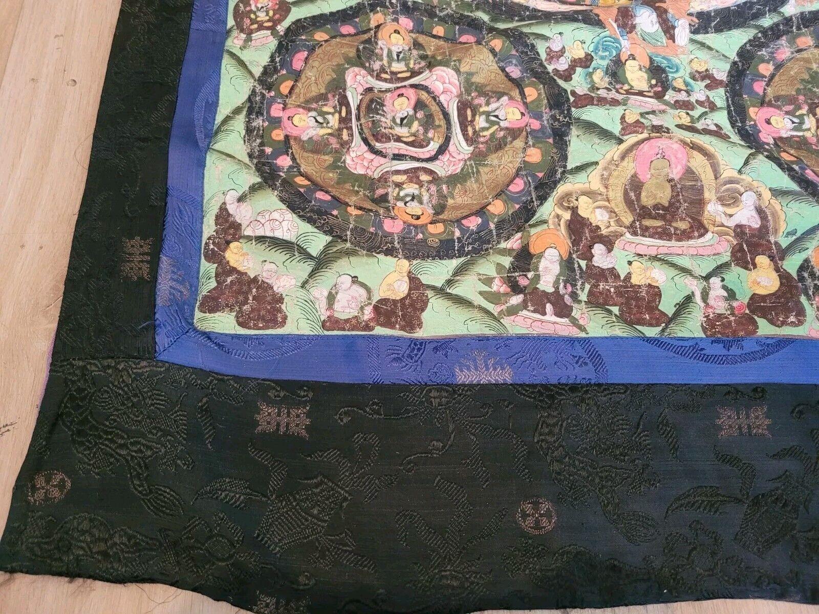 French Handmade Antique Collectible Mongolian SIlk Textile 2.5' x 3.6'  1870s - 2K08 For Sale