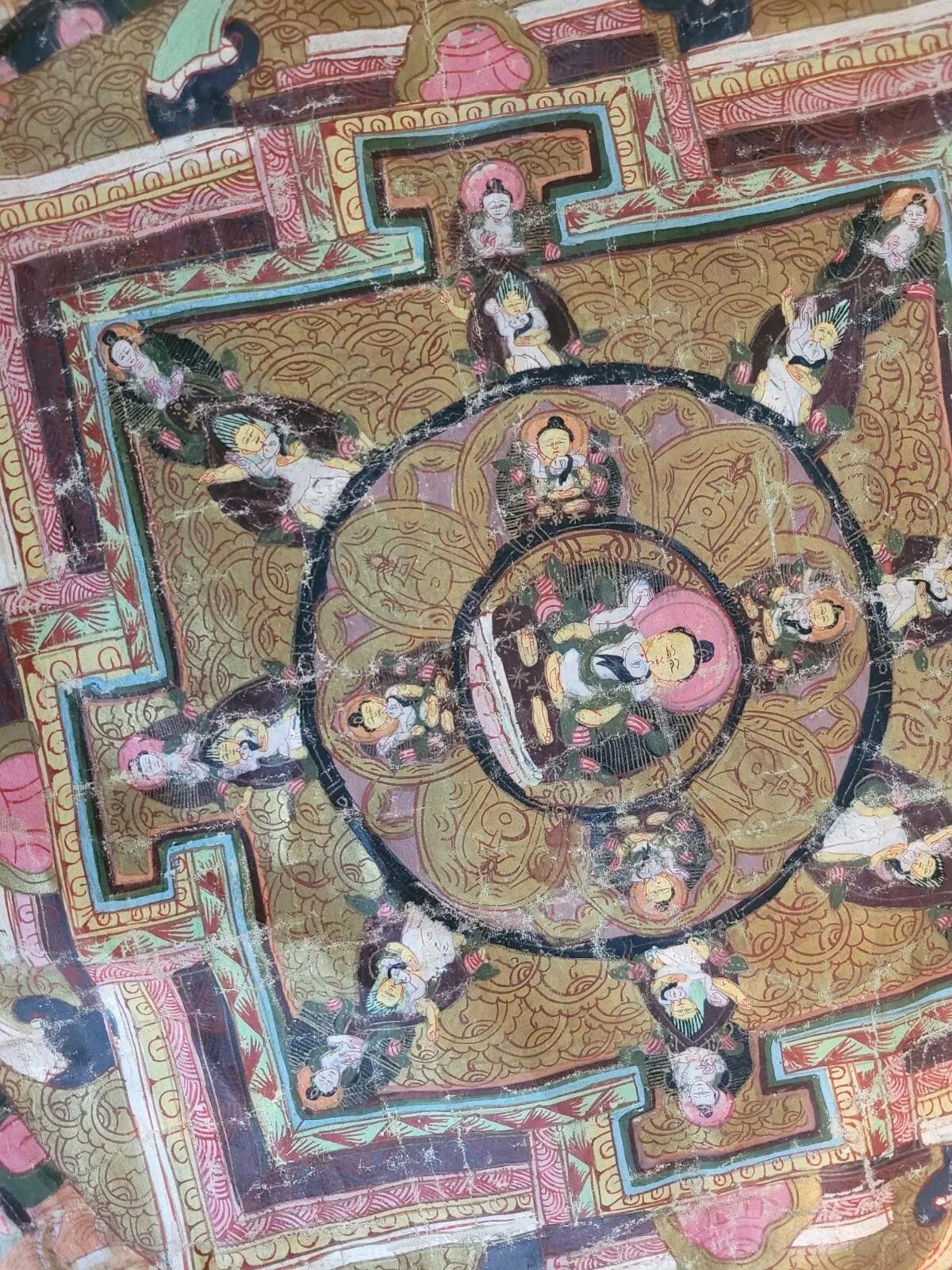 Silk Handmade Antique Collectible Mongolian SIlk Textile 2.5' x 3.6'  1870s - 2K08 For Sale