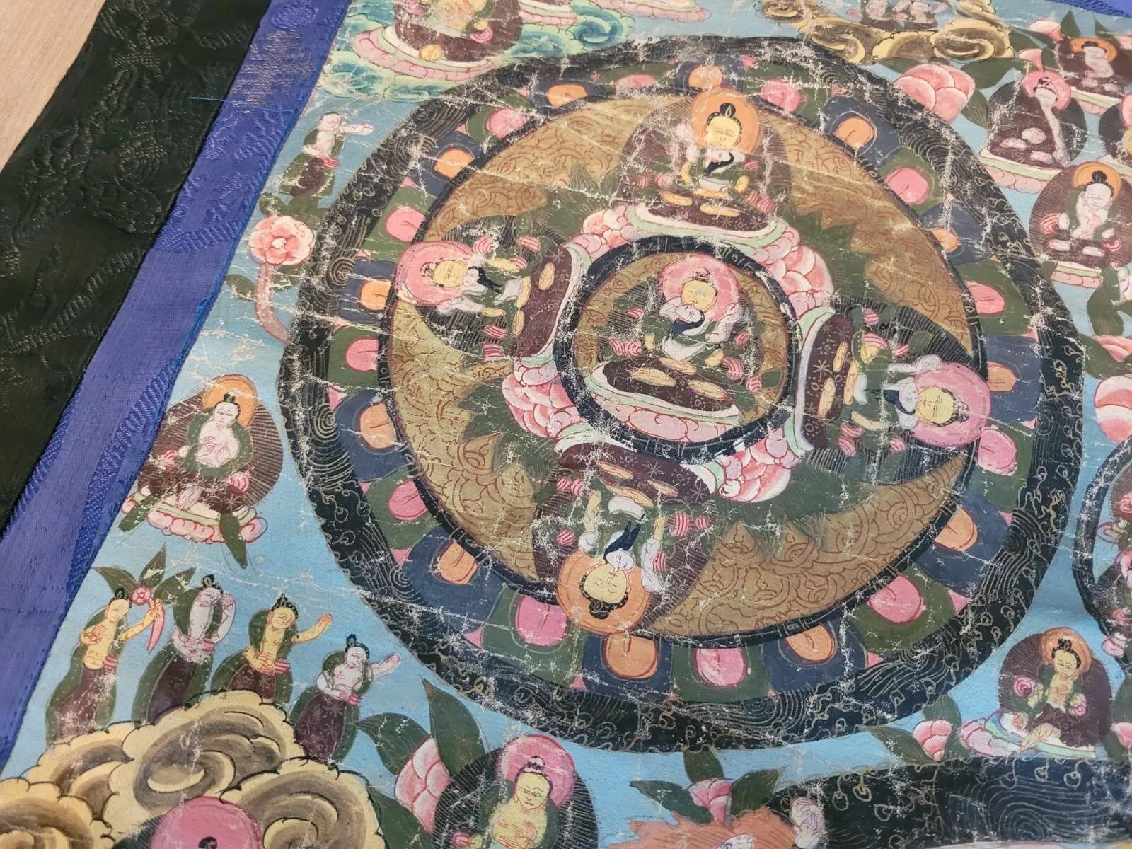 Handmade Antique Collectible Mongolian SIlk Textile 2.5' x 3.6'  1870s - 2K08 For Sale 1