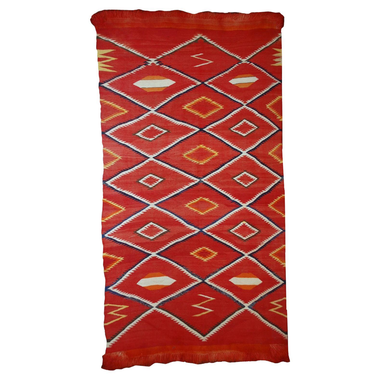 Handmade Antique Collectible Native American Navajo Blanket, 1870s, 1B557