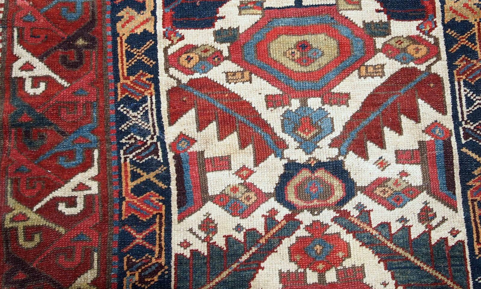 Tapis de couloir de collection ancien de style Nothwest fait à la main, années 1840, 1B658 Bon état - En vente à Bordeaux, FR