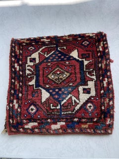 Handmade Antique Collectible Persian Kurdish Bag 1.3' x 2.5', 1910s - 1N33