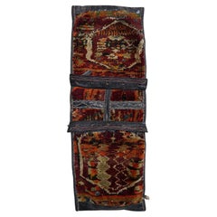 Tappeto da collezione antico fatto a mano con borsa da sella persiana curda, anni 20 - 1C1189
