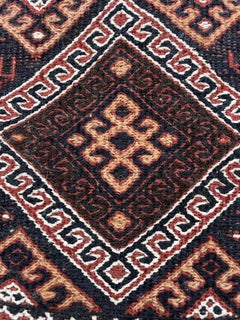 Handmade Antique Collectible Persian Sumak Salt Bag 1.3' x 1.5', 1900s - 1N62