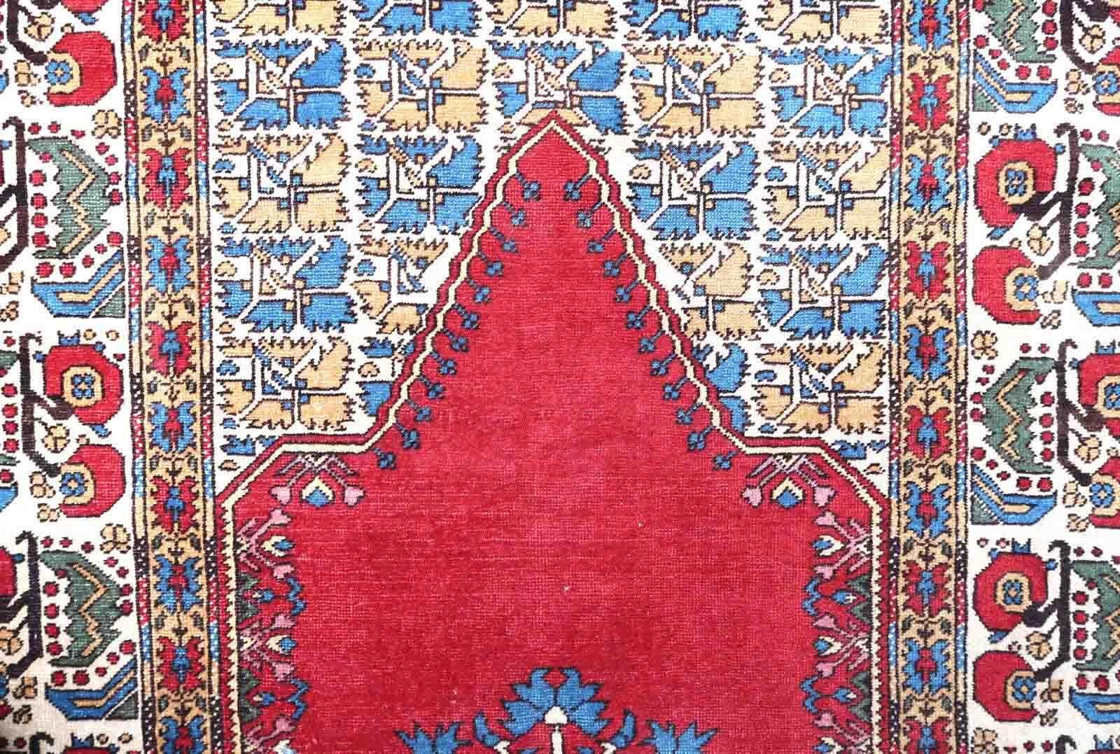 Handmade Antique Collectible Turkish Transylvania Rug, 1880s, 1P129 In Good Condition For Sale In Bordeaux, FR