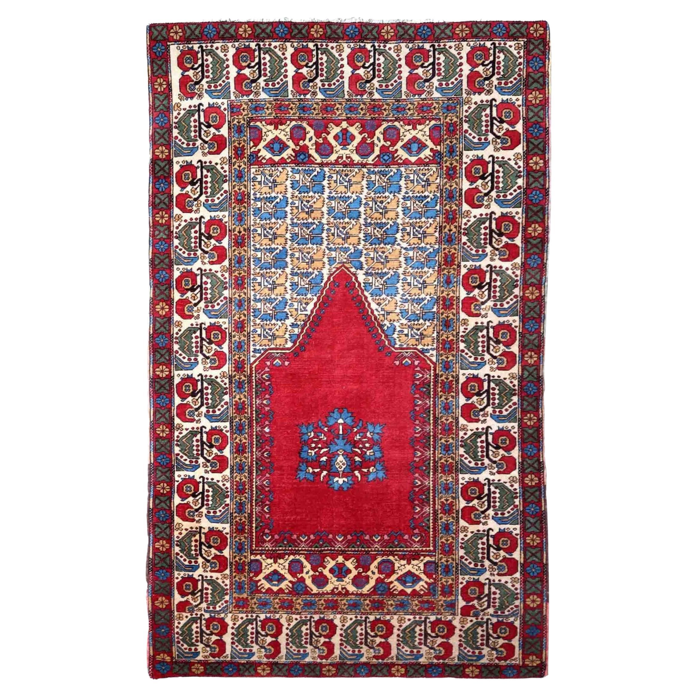 Handmade Antique Collectible Turkish Transylvania Rug, 1880s, 1P129 For Sale