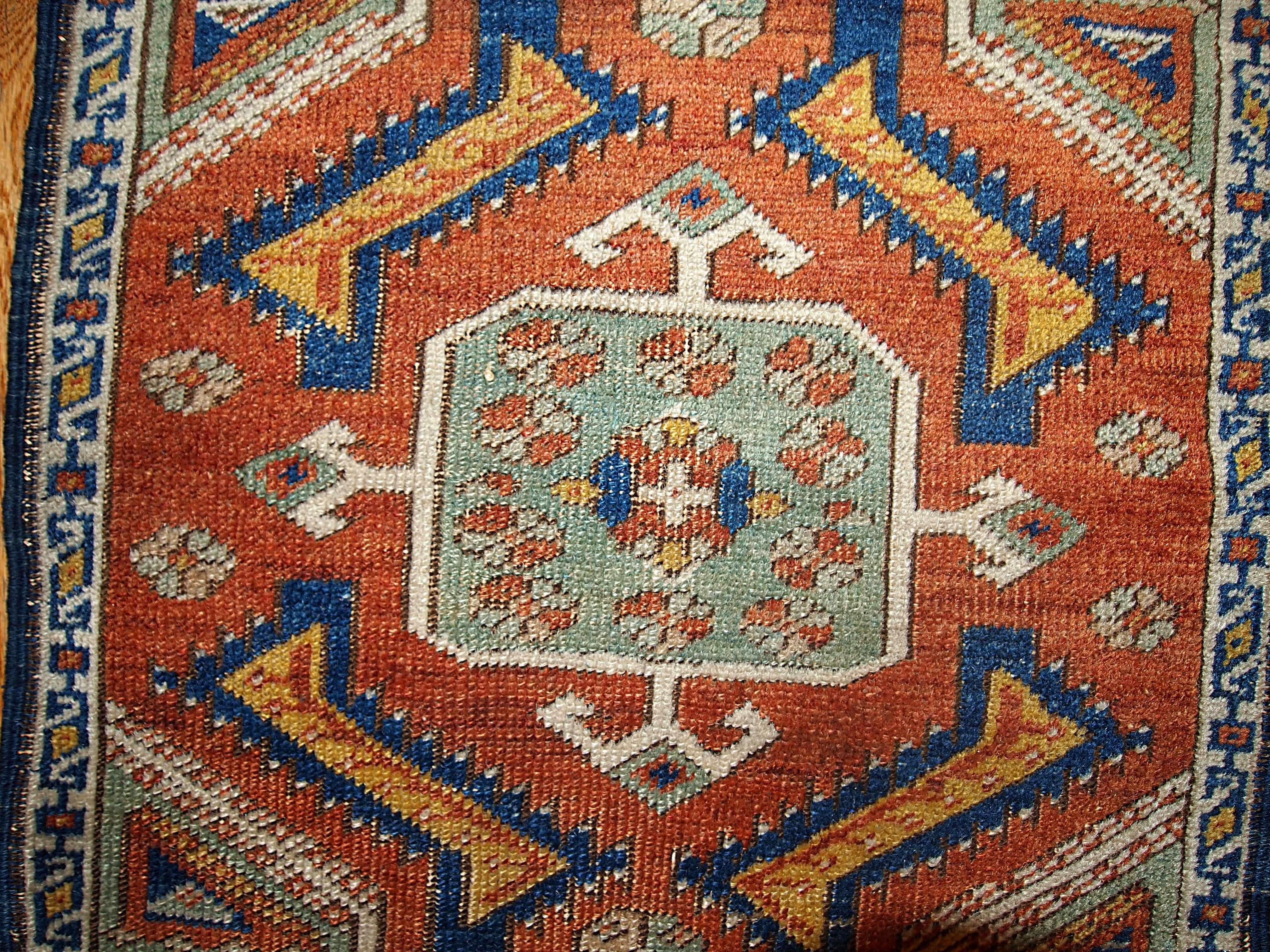 Hand-Knotted Handmade Antique Collectible Turkish Yastik Rug, 1870s, 1B347
