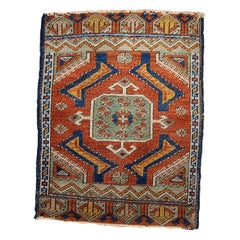 Handmade Antique Collectible Turkish Yastik Rug, 1870s, 1B347