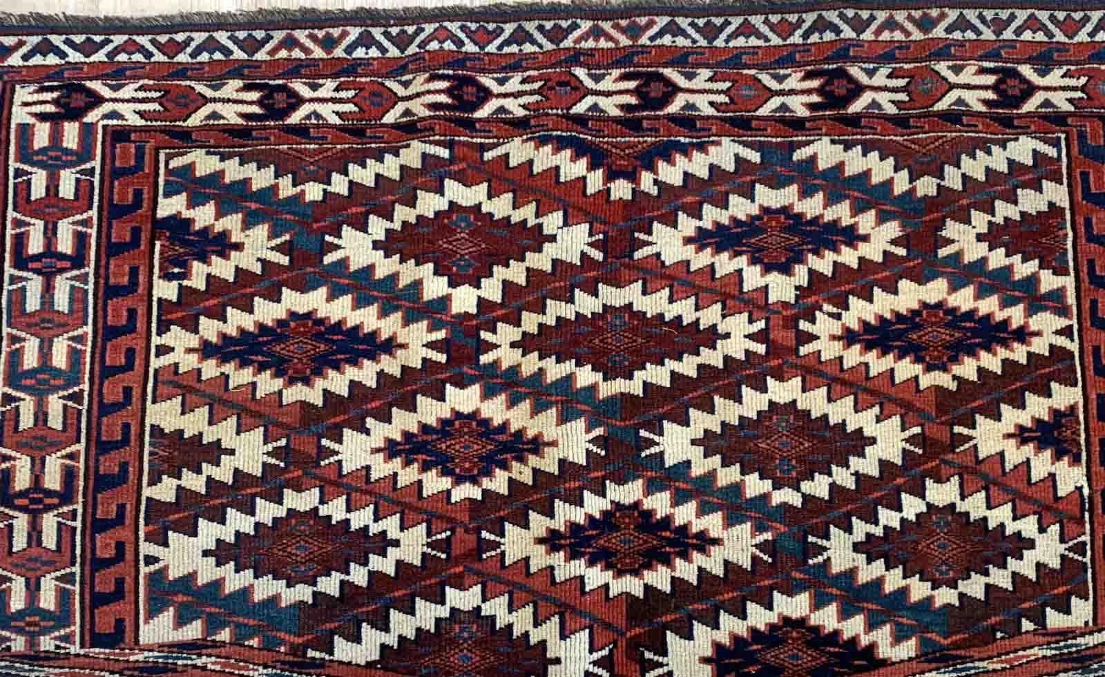 19th Century Handmade Antique Collectible Turkmen Asmalik Rug, 1870s, 1B933 For Sale