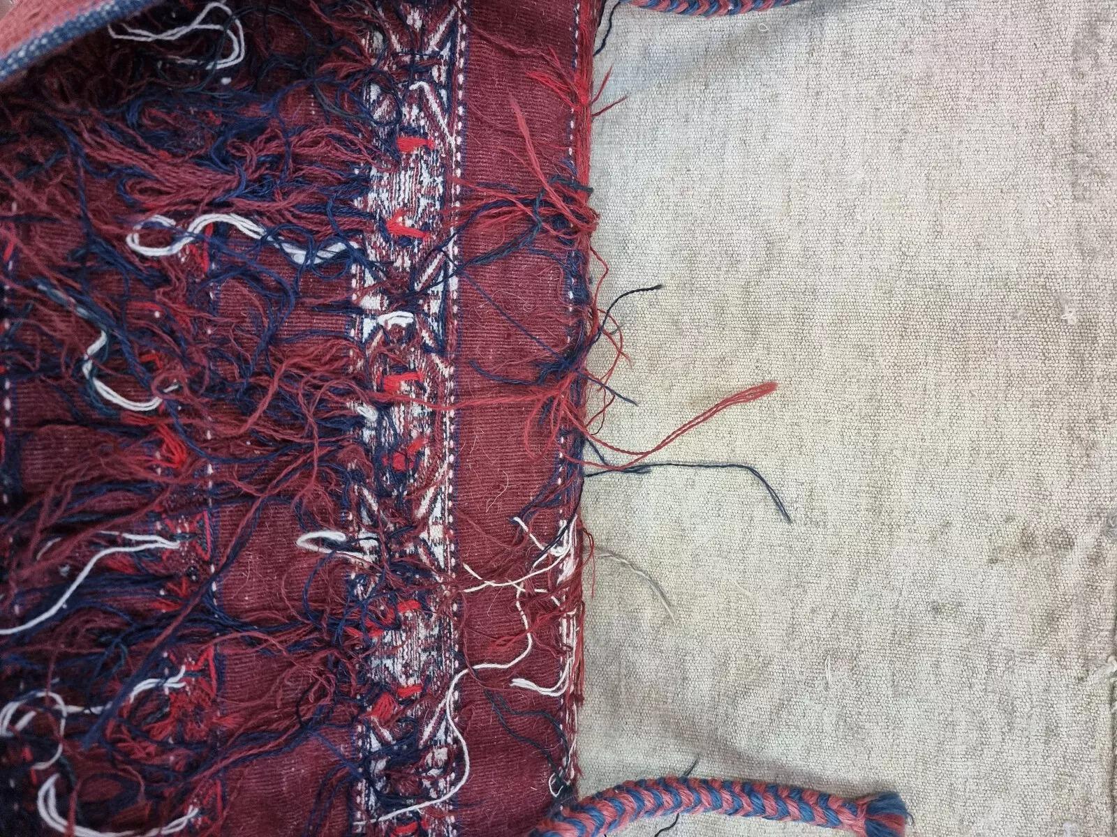 Antiguo saco de sal Sumak turcomano de colección, hecho a mano, 2,6' x 3,8', década de 1880 - 1D141 en venta 4