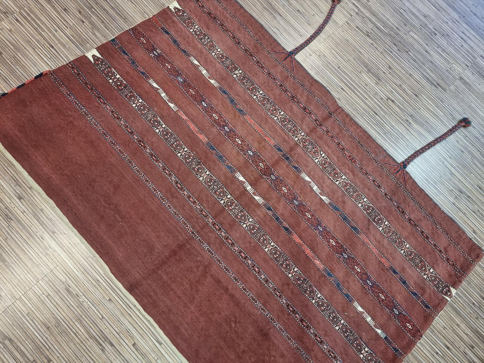 Antiguo saco de sal Sumak turcomano de colección, hecho a mano, 2,6' x 3,8', década de 1880 - 1D141 en venta 5
