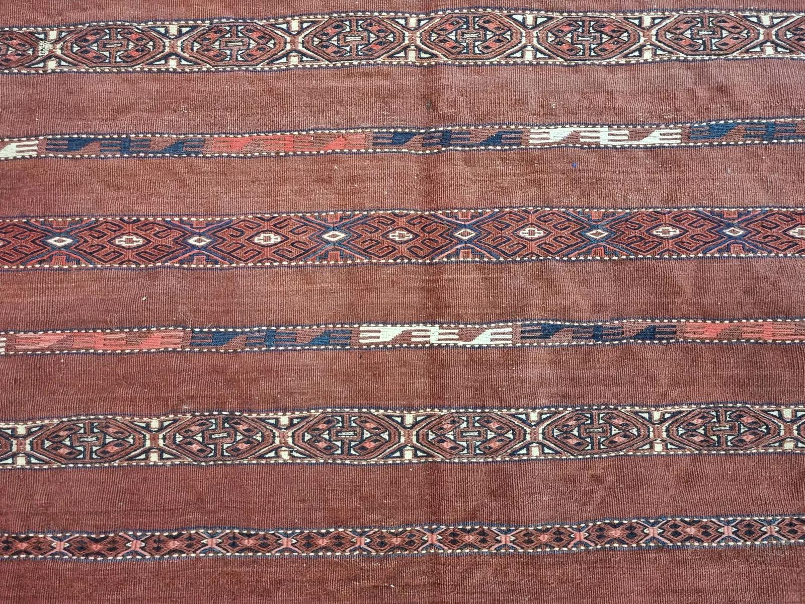 Antiguo saco de sal Sumak turcomano de colección, hecho a mano, 2,6' x 3,8', década de 1880 - 1D141 en Bueno estado para la venta en Bordeaux, FR