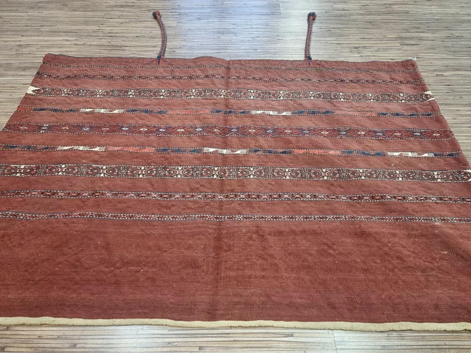 Antiguo saco de sal Sumak turcomano de colección, hecho a mano, 2,6' x 3,8', década de 1880 - 1D141 en venta 1