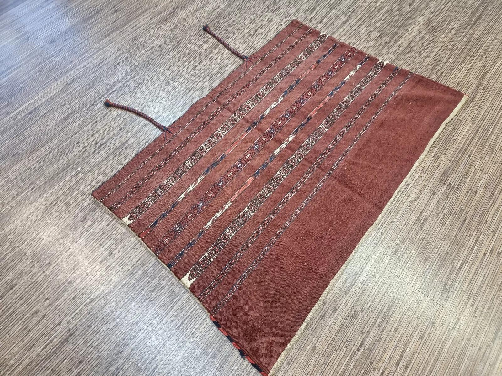 Antiguo saco de sal Sumak turcomano de colección, hecho a mano, 2,6' x 3,8', década de 1880 - 1D141 en venta 2