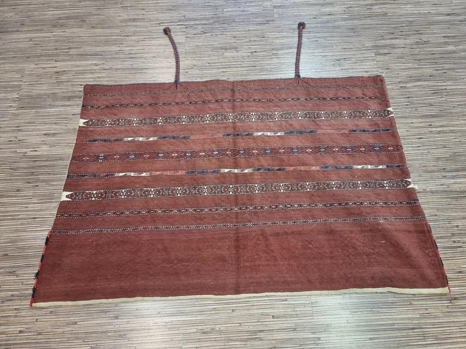 Antiguo saco de sal Sumak turcomano de colección, hecho a mano, 2,6' x 3,8', década de 1880 - 1D141 en venta 3