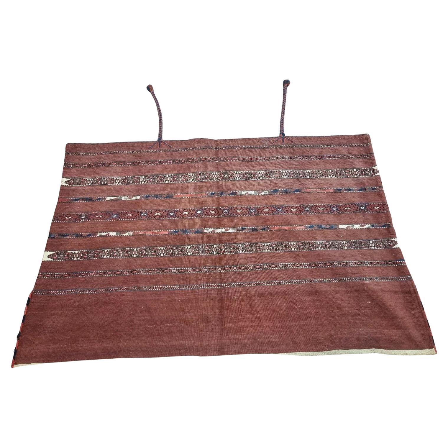 Sac à sel turc Sumak de collection fait à la main 2,6' x 3,8', années 1880 - 1D141