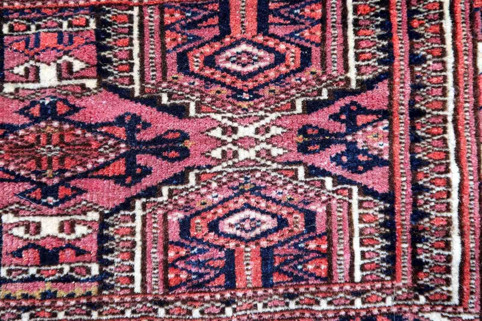 Mid-20th Century Handmade Antique Collectible Turkmen Tekke Torba, 1930s, 1P95 For Sale