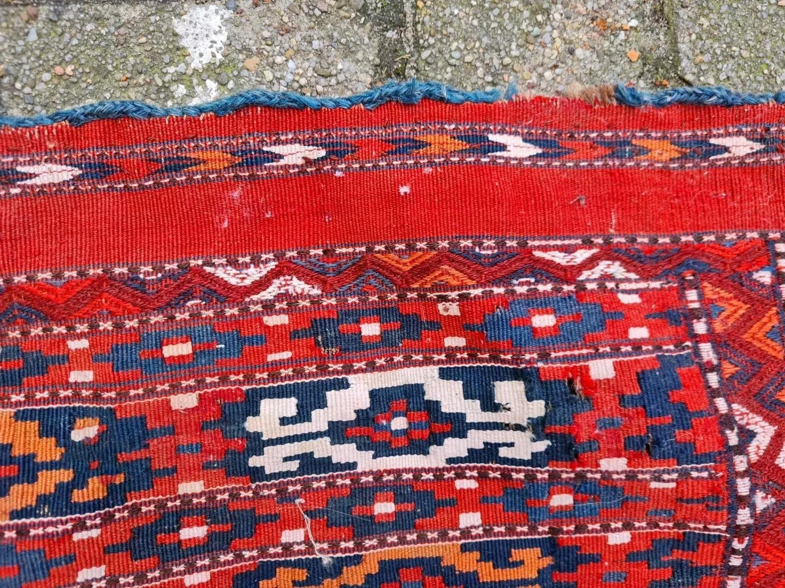 Alfombra Yomud Kilim turcomana antigua de colección hecha a mano 2,6' x 3,9' Década de 1910 - 2K18 en Bueno estado para la venta en Bordeaux, FR