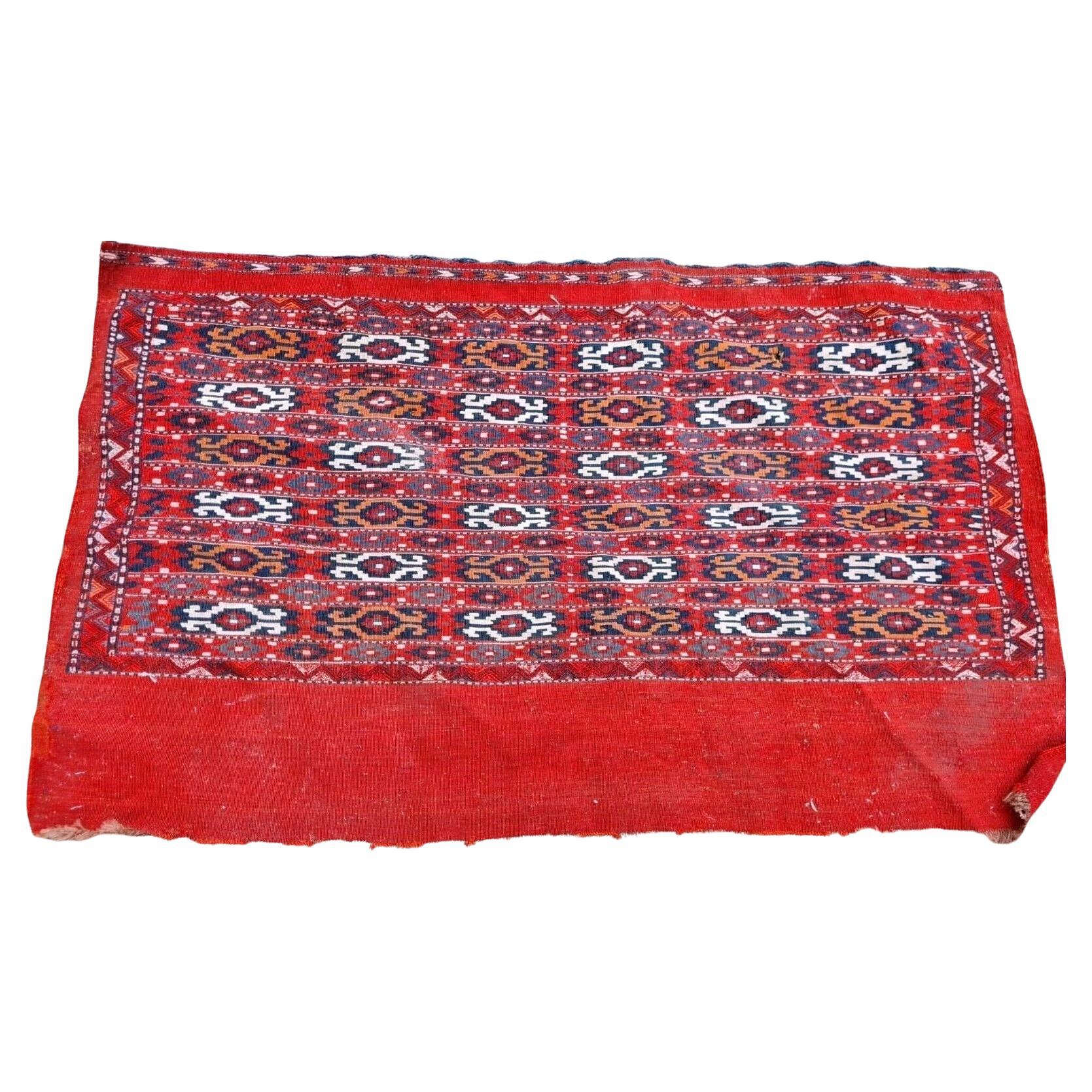 Alfombra Yomud Kilim turcomana antigua de colección hecha a mano 2,6' x 3,9' Década de 1910 - 2K18 en venta
