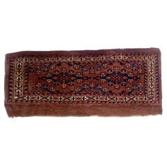 Handmade Antique Collectible Turkmen Yomud Rug, 1880s, 1b932