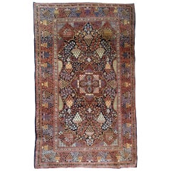 Handmade Antique Dabir Kashan Style Rug, 1880s, 1B711