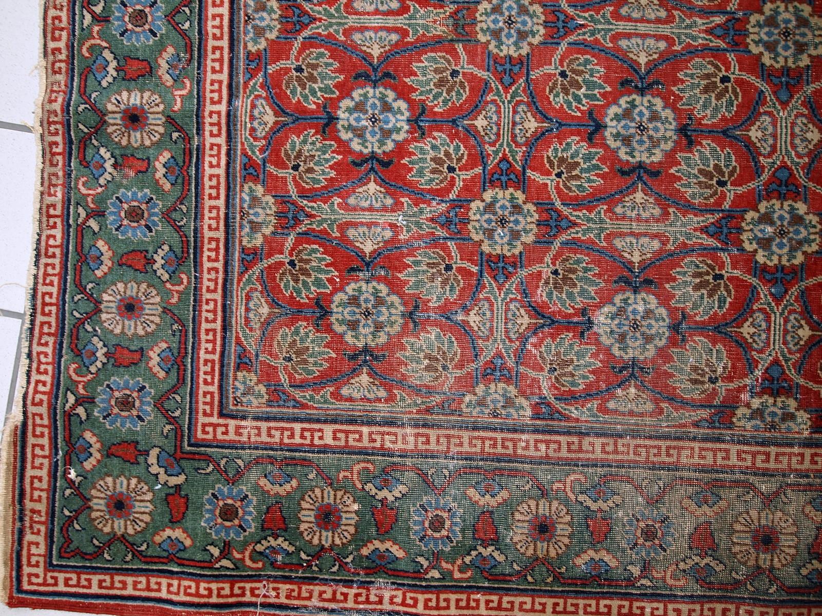 Handmade Antique East Turkestan Khotan Rug, 1900s, 1C724 In Distressed Condition For Sale In Bordeaux, FR